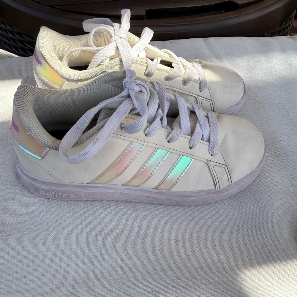 Adidas Cream Sneakers with Iridescent Accents